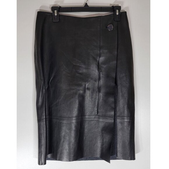 GREY by Jason Wu Genuine Lambskin Leather Pencil Skirt, Black , Womens Size 8 - Picture 2 of 7
